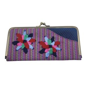 Loop Floral Clutch Wallet Kiss Lock Multicolored Fabric Boho